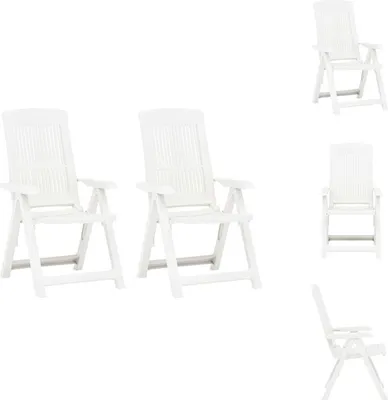 Obrázok produktu pre vidaXL Nastaviteľné záhradné stoličky 2 ks Plastové biele - Záhradné stoličky