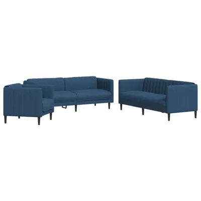 Produktbild von 3-tlg. Sofagarnitur Blau Stoff
