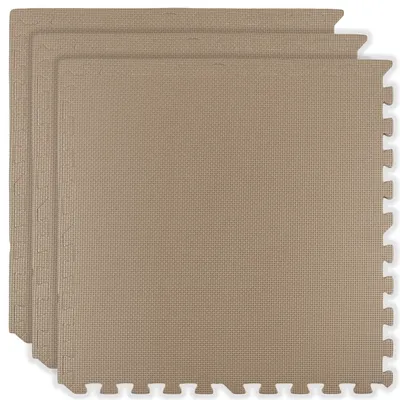 Immagine prodotto di Tappetino in schiuma Humbi 180x60 – Grande puzzle in schiuma impermeabile e sicuro, 3 pezzi, beige chiaro
