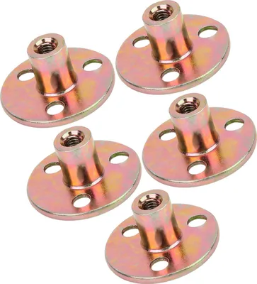 Image de 5 Pcs T Nut Flange 3 Hole Galvanized Iron Furniture Fixing Tee Round Base NutM8