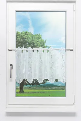 Produktbild von Scheibengardine Plauener Spitze - Flame  (Bx H) 114.80cm * 42cm Grün/olivgrün