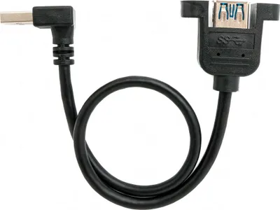 Produktbild von SYSTEM-S USB 3.0 Kabel 30 cm Typ A Buchse zu Stecker Schraube Winkel Schwarz