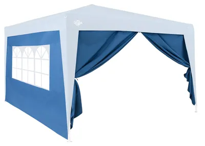 Produktbild von DEUBA® 2er Set Seitenwände je Seite 3x2 m Wasserabweisend Seitenfenster Reißverschluss Haltbänder Pavillon Faltpavillon Gartenzelt Partyzelt Blau 6x3m