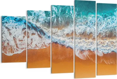 Produktbild von Bild auf Leinwand - Leinwandbild - 5 Teile - Sand Wasser Strand - 150x100cm - Wand Bild - Wanddeko - Wandbilder - Leinwanddruck - Bilder - Wanddekoration - Leinwand bilder - Wandbild - EG150x100-5021
