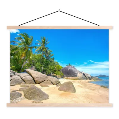 Produktbild von MuchoWow® Textilposter Strand - Tropen - Meer - Pflanzen 40x30 cm mit holzfarbenen Rahmen - Bilder
