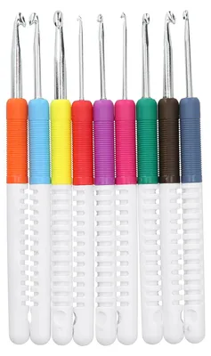 Immagine prodotto di Set da 9 pezzi per uncinetto con manico in plastica ABS bicolore - Strumenti fai da te per maglieria, intrecciati a mano
