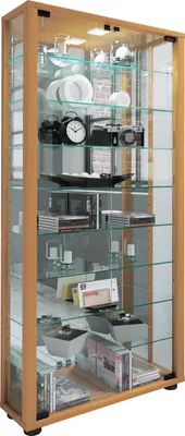 Zdjęcie produktu dla Szklana obudowa stojąca | Etui na wyświetlacz Szkło z bezpiecznym szkłem ESG | Wymiary ok. H. 115 x W. 59 x D. 18 cm | Stand case glass | Nowoczesne i oszczędne miejsce | Szklana szafka ekspozycyjna – Lumo Maxi Mirror