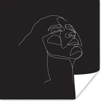 Produktbild von MuchoWow® Poster Frau - Strichzeichnung - Kopf 75x75 cm - Wand Dekoration