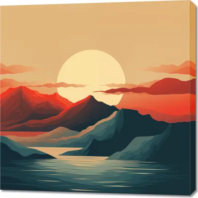 Produktbild von Bild 90x90cm Sonnenuntergang über den Bergen