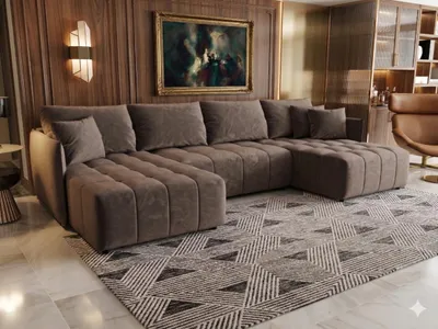 Produktbild von CORNERO Ecksofa mit Schlaffunktion und Bettkasten CHICAGO U-Form Couch mit Stauraum Ecksofa in U-Form Wohnlandschaft mit Bettkasten Velourstoff Braun