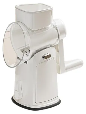 Produktbild von 5-in-1 Trommelschneider Küche, Gemüsereibe mit 5 Klingen, Kartoffelreibe, Julienne Schneider, Hobel & Raspel für Gemüse，White