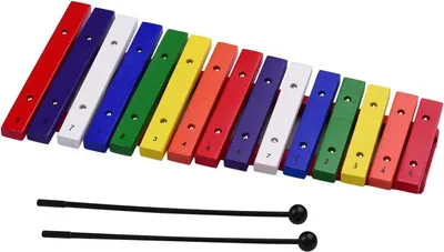 Productafbeelding van Houten xylofoon - Percussie-instrument Muziekinstrument - Muzikaal talent cultiveren - 15 kleurrijke toetsen - 43 x 20.5 x 12 cm