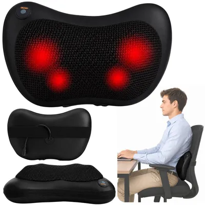 Immagine prodotto di Cuscino per massaggio alla schiena per massaggiatore Shiatsu con riscaldatore nero