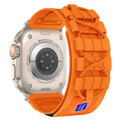Produktbild von FFO2World Mountain Loop Nylonarmband für Apple Watch 42–49 mm (Serie 1–11, Ultra) – Verstellbares Sportarmband aus Nylon – Orange