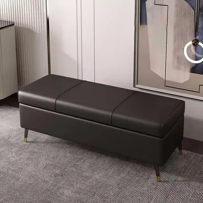 Immagine prodotto di Panca con spazio contenitore, 100 cm, colore nero | Ecopelle | Ideale per l'ingresso, la camera da letto o il soggiorno