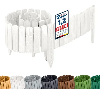 Produktbild von Garronda Rasenkante Holz Beeteimfassung imprägniert 200 cm x 20 cm Flexibler Rollborder Zaun für Garten GD-0108 (Weiß, Höhe: 20 cm)