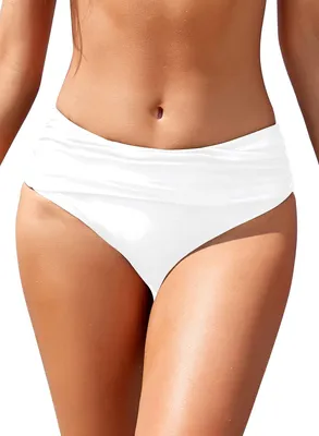 Produktbild von SHEKINI Ruched Bikini Hose Damen High Waist Bikinihose Mäßige Abdeckung Bikiniho