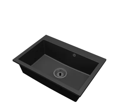 Immagine prodotto di Lavello in granito ELITE 70 nero + sifone nero 70 x 50 x 21 cm