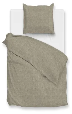Produktbild von Flanella di Lino Bettbezug 135-200-220 cm – 100% Baumwolle – Hochwertige Bettwäsche mit Uni motiv – Weich - Atmungsaktiv und Hautfreundlich – inkl. 80x80 cm Kissenbezug – Beige