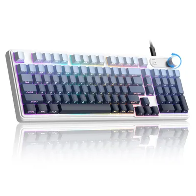 Produktbild von Gaming Tastatur 98 Tasten – RGB, leise, ergonomisch, USB Gaming-Tastatur