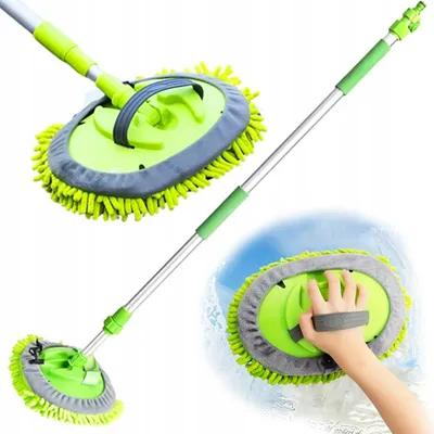 Image de Brosse télescopique avec serpillière pour le lavage des vitres et du toit de la voiture
