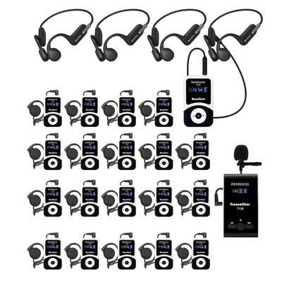 Produktbild von Retekess T130 Tour Guide System Set, mit Knochenleitungskopfhörern, 99 Kanäle, 200 m,  Geräuschunterdrückung, klare Sprachübertragung, für Reisebüro