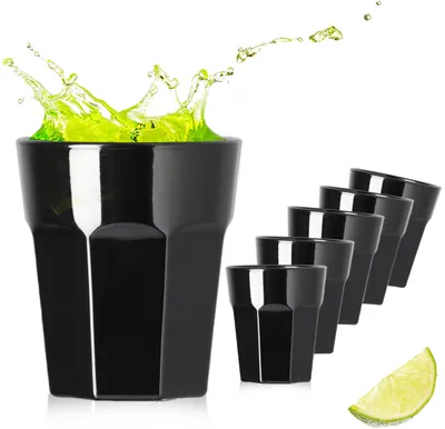 Produktbild von PLATINUX Schwarze Schnapsgläser aus Glas 30ml (max. 40ml) Set 6 Teilig Wodkagläser Tequilagläser Shotgläser Pinnchen 4cl