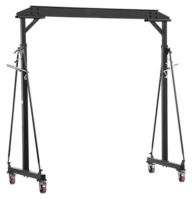 Produktbild von SucceBuy Mobiler Portalkran mit 997,9 kg Tragkraft, Höhenverstellbarer Ladekran aus Stahl (243-363 cm), Stabiler Werkstattkran mit 360° Lenkrollen und Bremsen, Vielseitiger Lastkran für Lager, Werkstatt und Baustelle