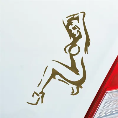 Produktbild von Auto Aufkleber Sexy Girl Pin up Go Go Tuning Motorrad 12x8 cm Gold Sticker Heckscheibenaufkleber