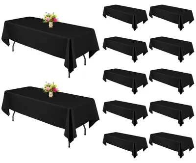 Productafbeelding van Set van 12 tafelkleden, zwart, rechthoekig, 152,4 x 320 cm, geschikt voor banketten
