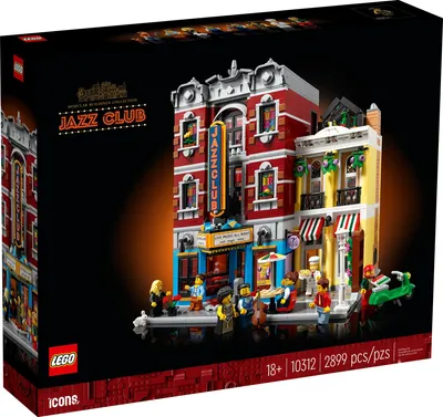 Produktbild von LEGO 10312 Icons Jazz Club Modellbausatz für Erwachsene mit 5 Teilen inklusive Bühne plus Band-Mini-Figuren, Modular Buildings 2023 Collection, Geschenk für Musikliebhaber