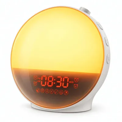 Produktbild von Lichtwecker mit Sonnenaufgangssimulation, Digitaler Wecker mit 2 Alarmen, 7 Wecktönen, FM-Radio, RGB-Nachtlicht, für Kinder und Erwachsene