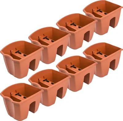 Obrázok produktu pre 8x Kvetináč 24 cm Závesný kvetináč Balkónový kvetináč Gélovaný kvetináč DCRO Terakota