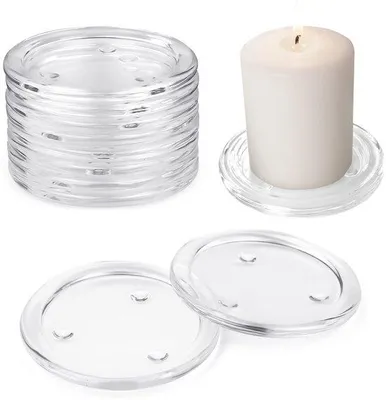 Image de Sous-bougies ronds en verre, 10 cm, couleur claire, pour la décoration de table et les fêtes