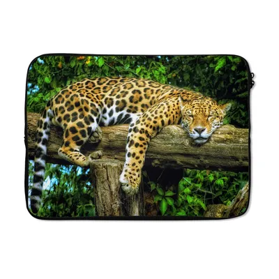 Produktbild von MuchoWow® Laptop Hülle 14 ZollJaguar - Baum - Regenwald Laptoptasche - Laptoptasche - Stoßsicher - Schutzhaube
