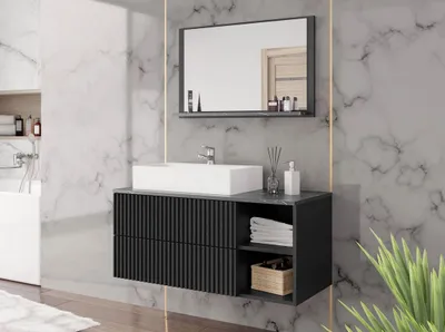 Immagine prodotto di Set da bagno SEGUNDO 4 - marmo nero / nero opaco / nero