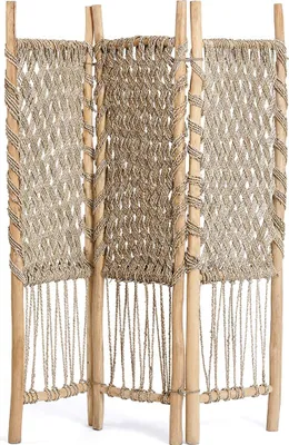 Produktbild von Bazar Bizar Raumteiler aus Teakholz und Seegras in braun, 150 x 5 x 170 cm