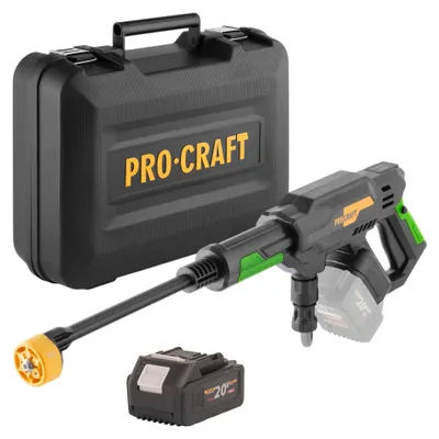 Produktbild von Procraft CW20bb Akku Hochdruckreiniger 20 V 30 bar 180 l/h Brushless + 1x Akku 4,0 Ah + Koffer - ohne Ladegerät