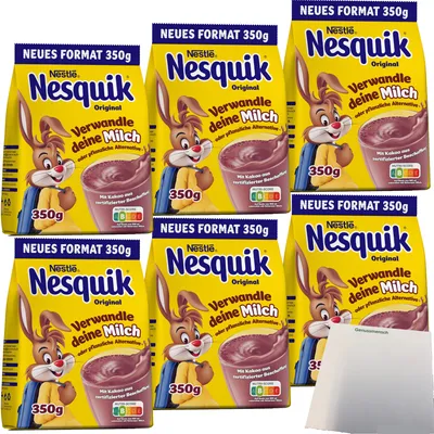 Produktbild von Nestle Nesquik Kakaopulver Nachfüllbeutel 6er Pack (6x350g Packung) + usy Block