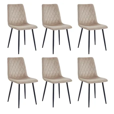 Produktbild von Lina® Elisia Esszimmerstuhl im modernen Design - Samt - Bequemer Stuhl für Ihr Esszimmer, hochwertiger Stoff, ergonomische Form - 6er Set - Beige