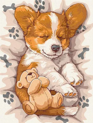 Zdjęcie produktu dla Malowanie po numerach IDEYKA 30x40 cm Śpiący Corgi