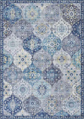 Zdjęcie produktu dla Dywan orientalny do salonu 160x230cm, niebiesko kremowy płasko tkany