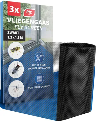 Productafbeelding van Fijnmazig vliegenhor voor ramen, set van 3