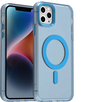 Produktbild von Handyhülle für iPhone 13, Hülle Kompatibel mit MagSafe, Schlank Durchscheinend Matt Stoßfest Schutzhülle Blau