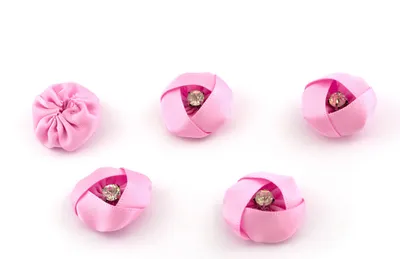 Blumen Stoffblumen Haarschmuck Deko Rosen Stoffrosen Kunstblumen Kunstrosen Satinrosen Satinblumen Rosenköpfe rosa hellrosa Strass