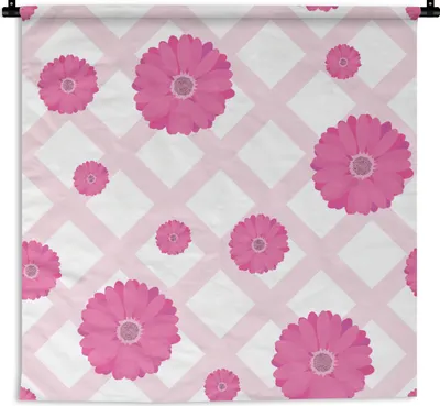 Produktbild von MuchoWow® Wandteppich Wandbehang Blumen - Muster - Pastell 60x60 cm Tapisserie Dekoration Wandtuch - Dekorationen - Wand Decke