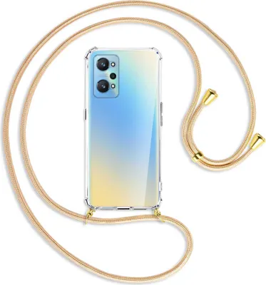 Produktbild von Handykette Backcover-Schutzhülle mit Band (Metall goldfarben) für Realme GT Neo2 - Goldkordel