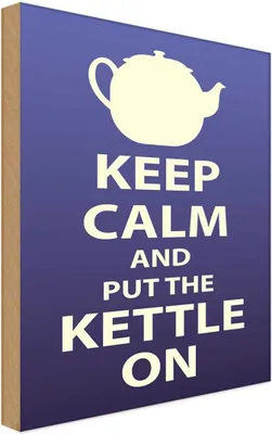 Produktbild von vianmo Holzschild 18x12 cm Keep Calm and put the kettle on