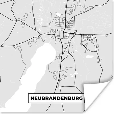 Produktbild von MuchoWow® Poster Deutschland - Stadtplan - Karte - Neurandenburg 50x50 cm - Wohnzimmerdekoration