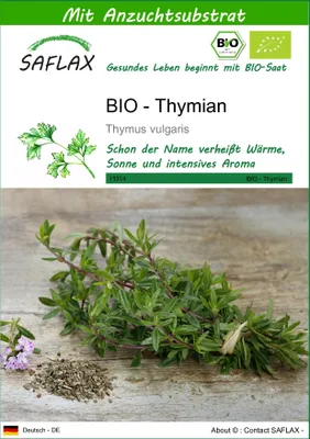 Produktbild von SAFLAX - BIO - Thymian - 800 Samen - Mit keimfreiem Anzuchtsubstrat - Thymus vulgaris